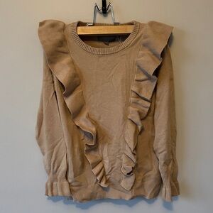 Girls Tan Ruffled Sweater